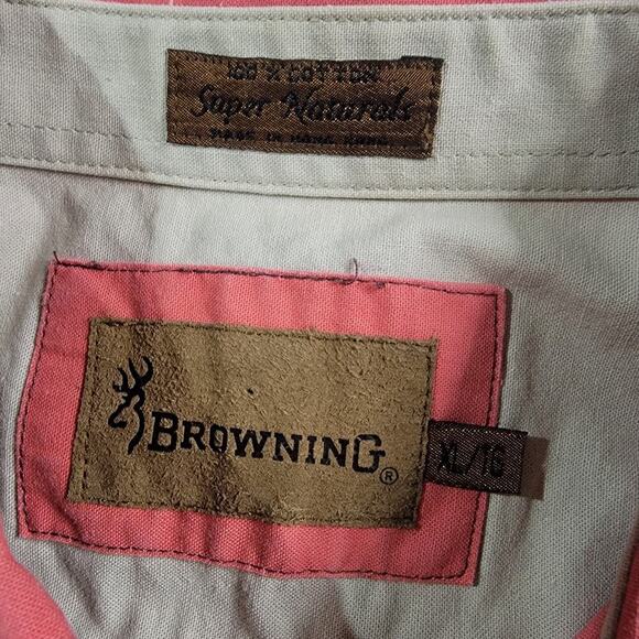 Vtg Browning Super Naturals Red Snap Mens XL Heavy Cotton Hunting Shirt Outdoors - Picture 2 of 14